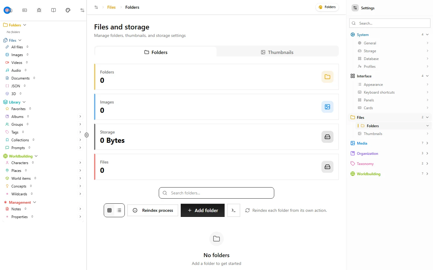 Settings and indexing
